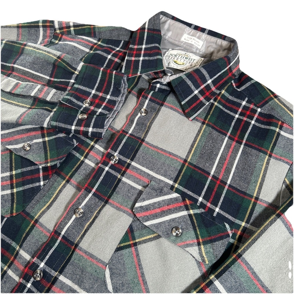 Vintage Northwest Territory Shirt Men's L Tartan Plaid Flannel 80s Outdoor Camp - Picture 1 of 5